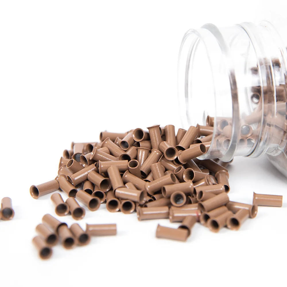 1000 قطعة 2.8*2.3*7.0 مللي متر النحاس مضيئة خواتم/روابط/الخرز 4.5*3.0*7.0 مللي متر خواتم مع المسمار النحاس مضيئة الشعر الدائري وصلات شعر أدوات