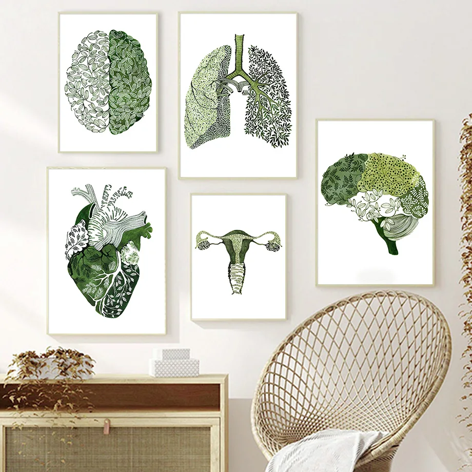 Human Anatomy Heart Brain Lung Eye Uterus Wall Art Canvas Painting Nordic Posters And Prints Wall Pictures For Medical Decor