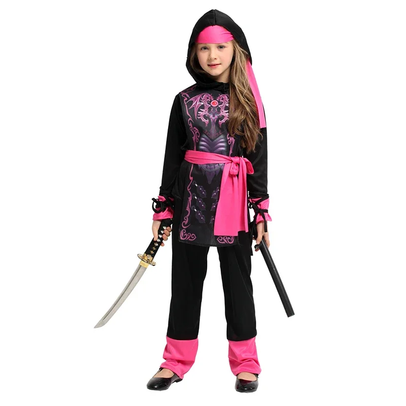 

Kids Girl Purim Japanese Ninja Warrior Costume Ninja Knight Cosplay Halloween Carnival Party Fancy Dress