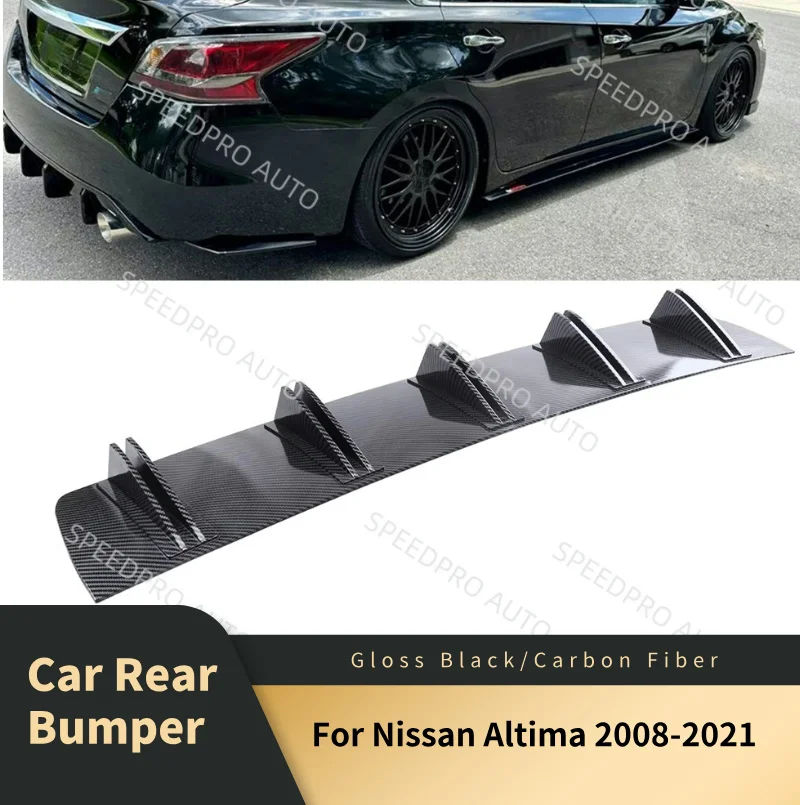 

Rear Diffuser 5 Fins Shark Bumper Splitter Spoiler Lip For Nissan Altima 2008-2021 Car Body Kit Accessories Carbon Fiber Black