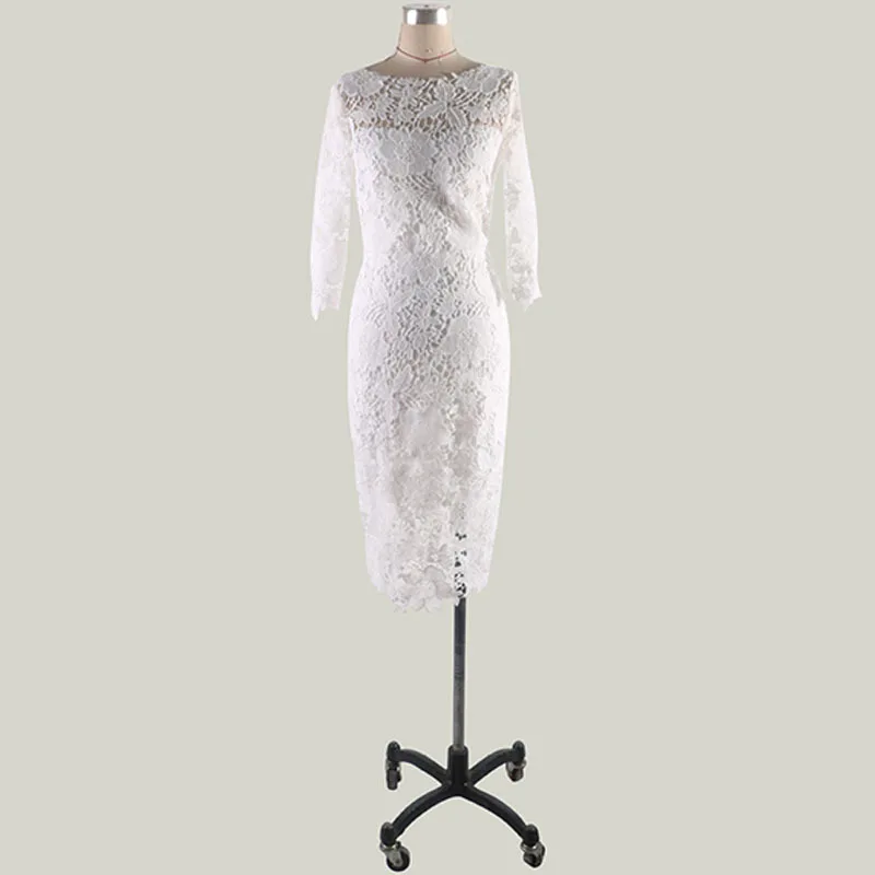 2023 Spring/Summer Dress Women Elegant Lace Dress Vestidos Femme O-Neck Midi Bodycon Dress Fashion Tight White Dress Streetwear