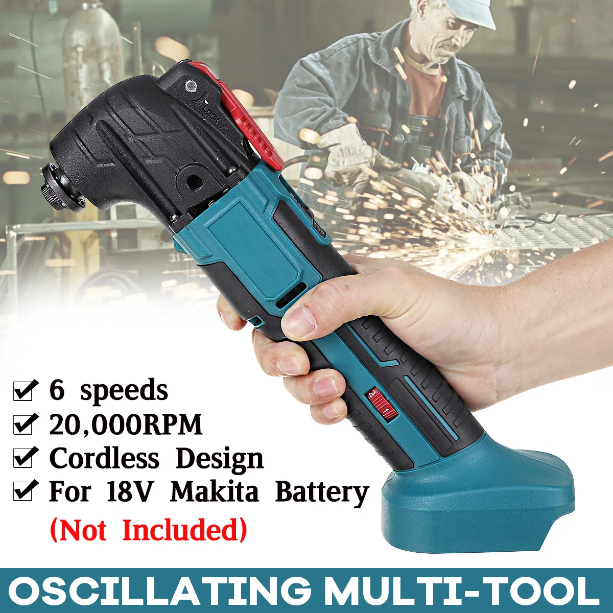 

20000 RPM Cordless Oscillating Multi-Tools Variable Speed Renovator Home Decoration Trimmer Electric Saw for Makita 18V Battery