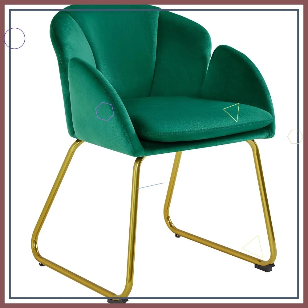 Fluwelen bloemijdelheidsstoel met gouden poten, moderne fauteuil voor woonkamer, slaapkamer, thuiskantoor - groen