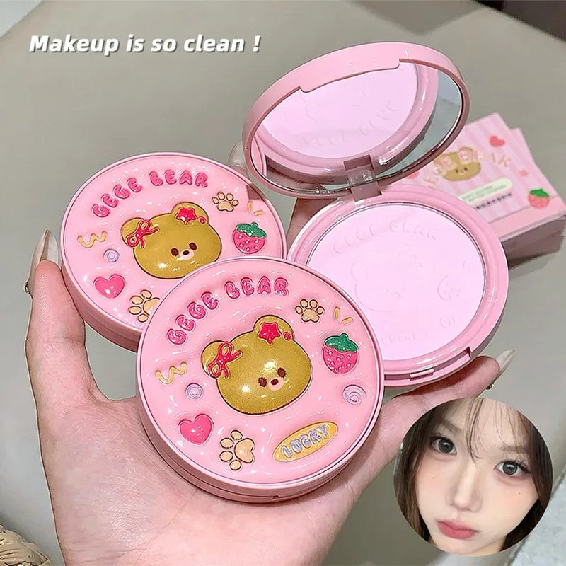 

Cute Bear Translucent Setting Powder Cake Lightweight SoftFocus Pressed Powder Oil Control Pores Lasting Makeup Setting Touch-Up