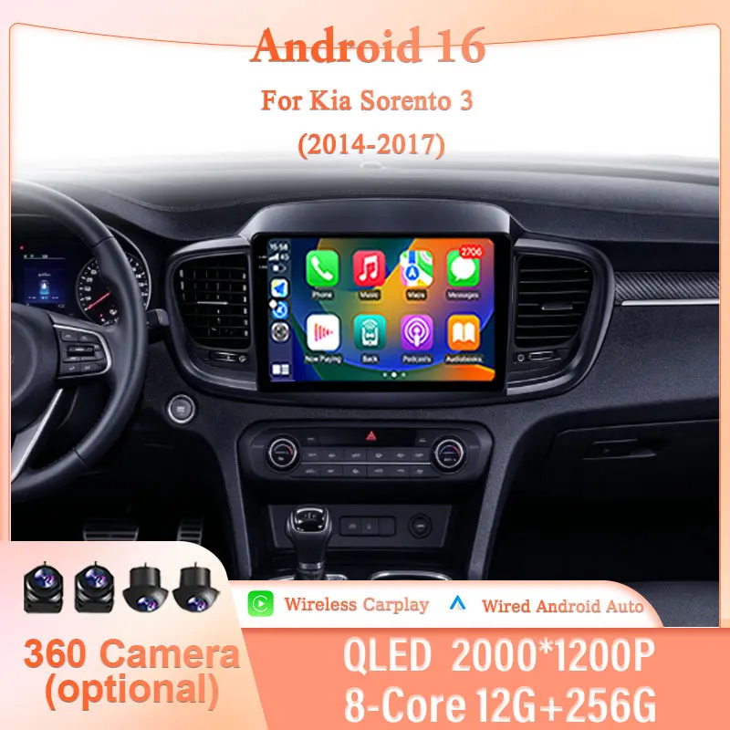 

10" Android 16 Car Stereo for Kia Sorento 3 2014-2017 IPS HD Wireless CarPlay Android Auto GPS Navi BT WiFi DSP Head Unit Player