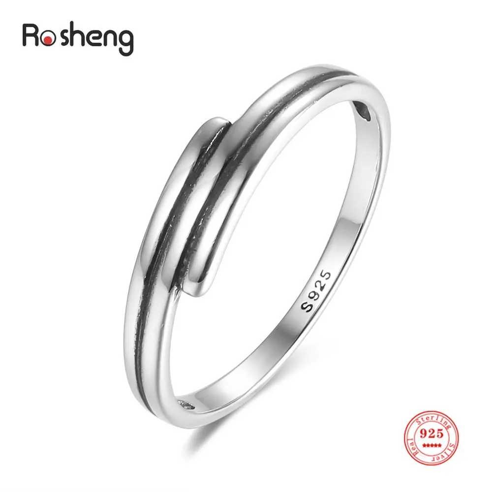 Solid 925 Sterling Silver Multi-layer Cross Simple finger Rings For Women Elegant Glitter Jewelry Wholesale