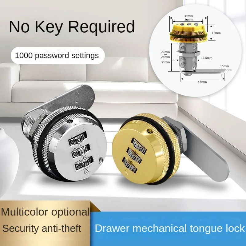 

Drawer Combination Lock, Mechanical Dial Combination Lock, General File Cabinet, Electric Box, Mailbox, Zinc Alloy Tongue Lock