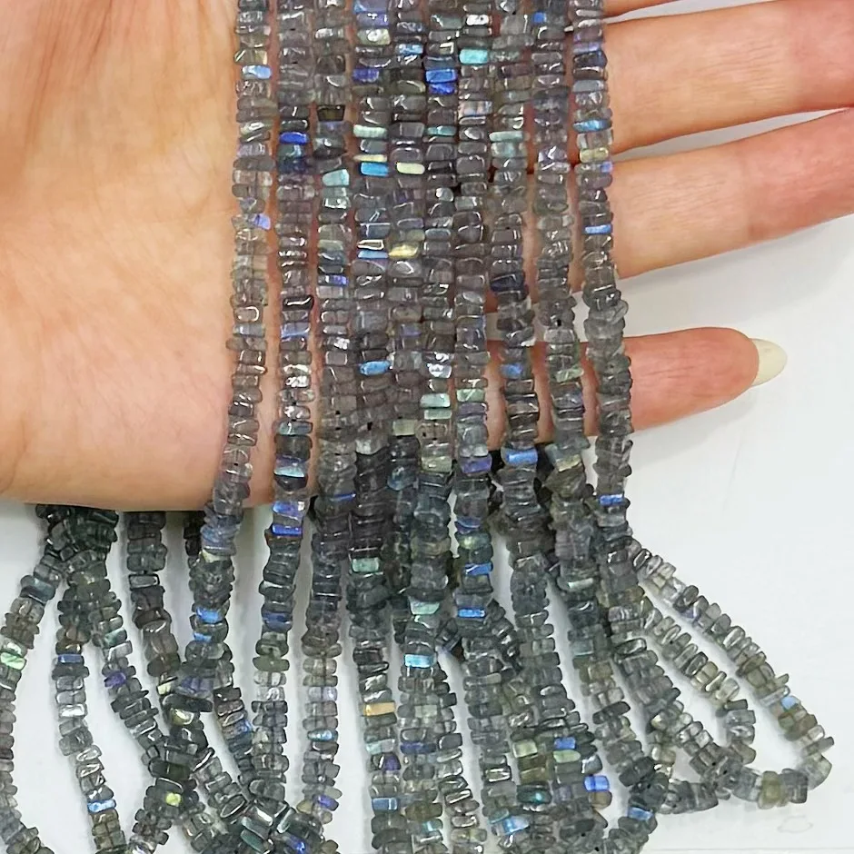 Good Quality Natural Light Blue Color Apatite Labradorite Square Loose Bead DIY Bracelet Necklace38cm Manufacturer Wholesale