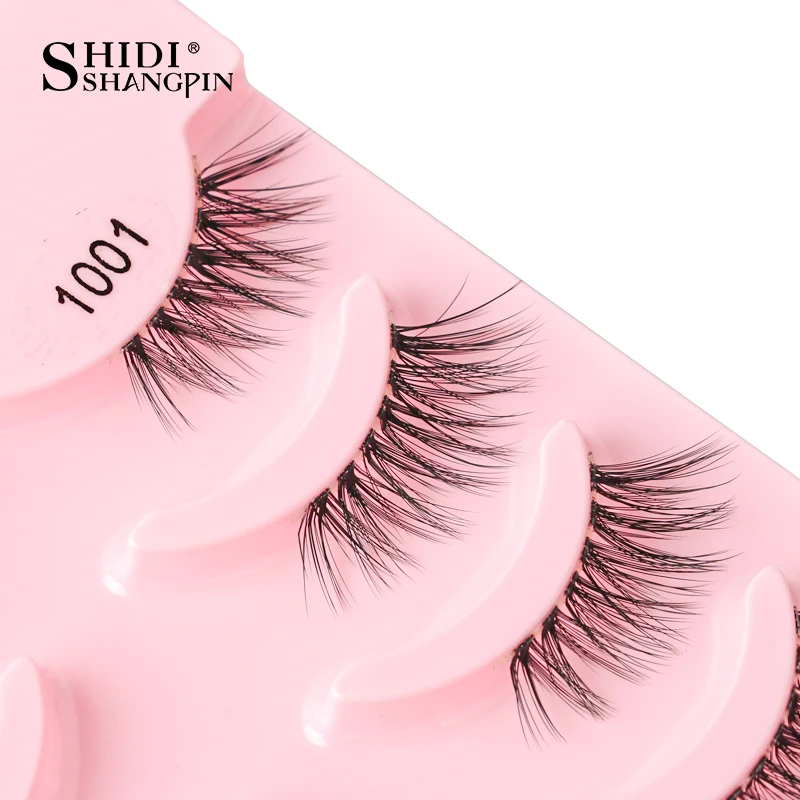 SHIDISHANGPIN 3/5 Paar halbe Wimpern, transparenter Stiel, unsichtbares Band, künstliche Nerzwimpern, wiederverwendbar, falsche Wimpern, natürlich, flauschig – Detail 2