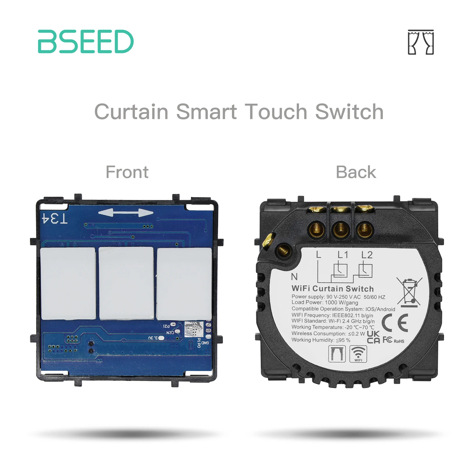 BSEED Smart Touch Schalter Funktion Schlüssel 1/2/3Gang 1/2/3Way WIFI Licht Schalter Basis DIY Teile Smart App Steuerung Neutral Erforderlich