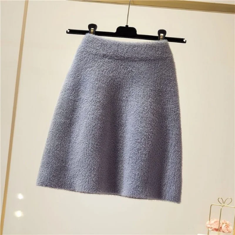 

Autumn and winter mink velvet skirt women small fragrant knitting short skirt hip wrap skirt mid waist A-line skirt female tops