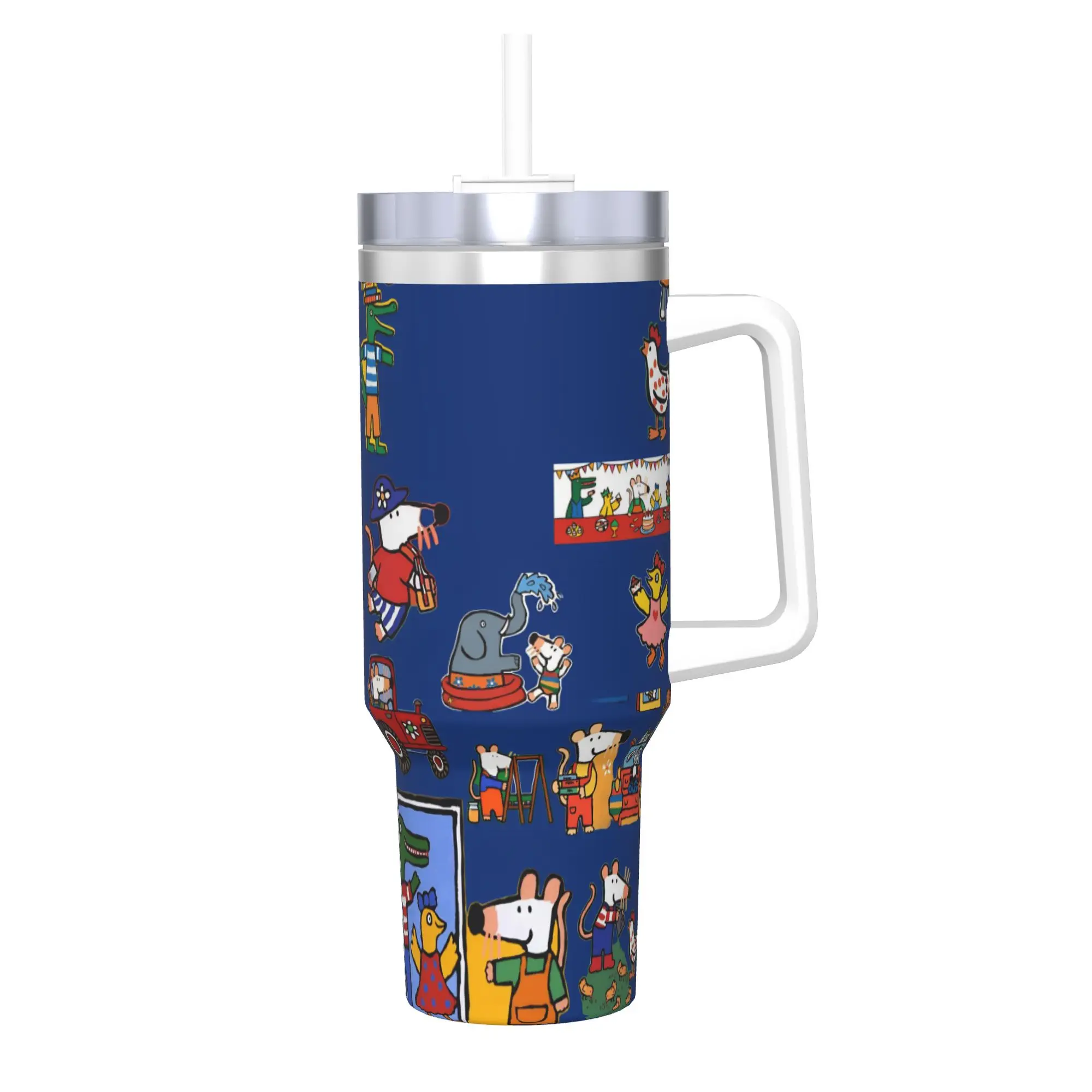 Maisy Mouse Tumbler With Straw  Stainless Steel Tumblers Mug Double Wall Vacuum Insulated for Cold Or Hot 40oz