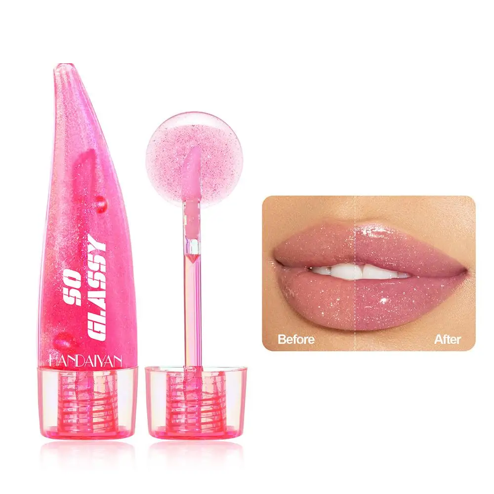 Color-Changing Mirror Glass Lip Gloss, Transparente Lip Glaze, Ilumina Linhas de Óleo, Longa Hidratação Maquiagem, duradoura, W3V8