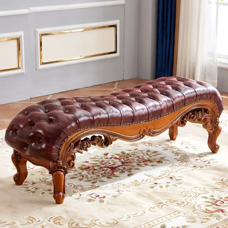 American tail stool shoe changing stool carved European style bed couch solid wood carving sofa living room bedroom bed front st