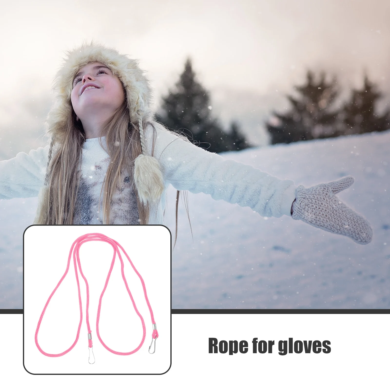 Ski Gloves Rope Glove Strap Durable Portable Holder Anti-Lost Non-Slip Winter Mittens Rope Art Handling Gloves Lanyard