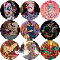 58mm Game Mouthwashing Jimmy Curly Anya Daisuke Button Pin Kawaii Brooch Badge Bag Decor Accessories Gamer Collect Friends Gifts