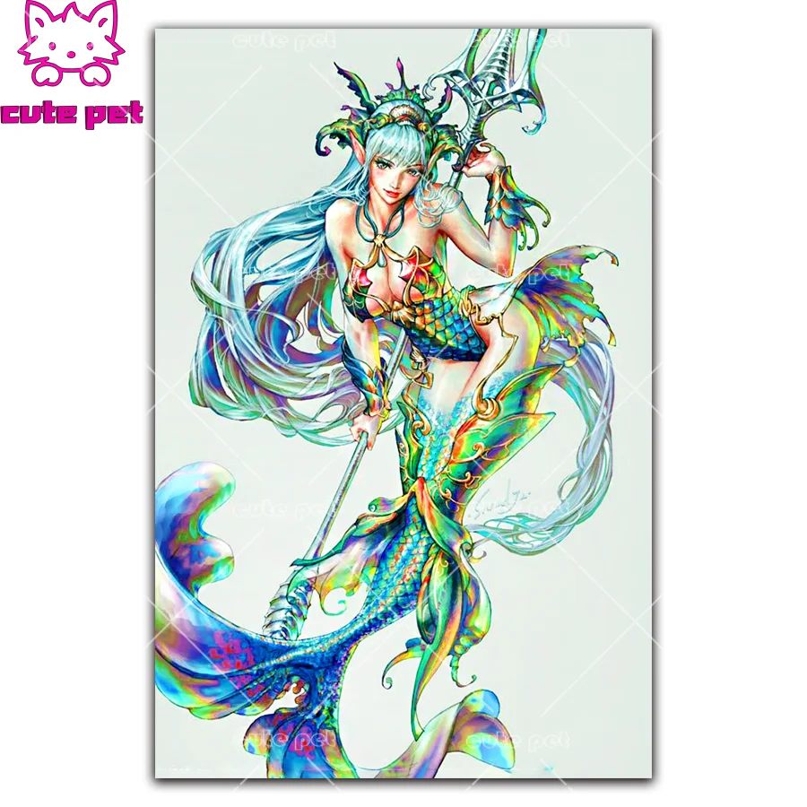 DIY Diamond Mosaic Home Decor Mermaid 3D Painting Rhinestones pictures Full Square Diamond Embroidery Gifts Cross Stitch puzzle