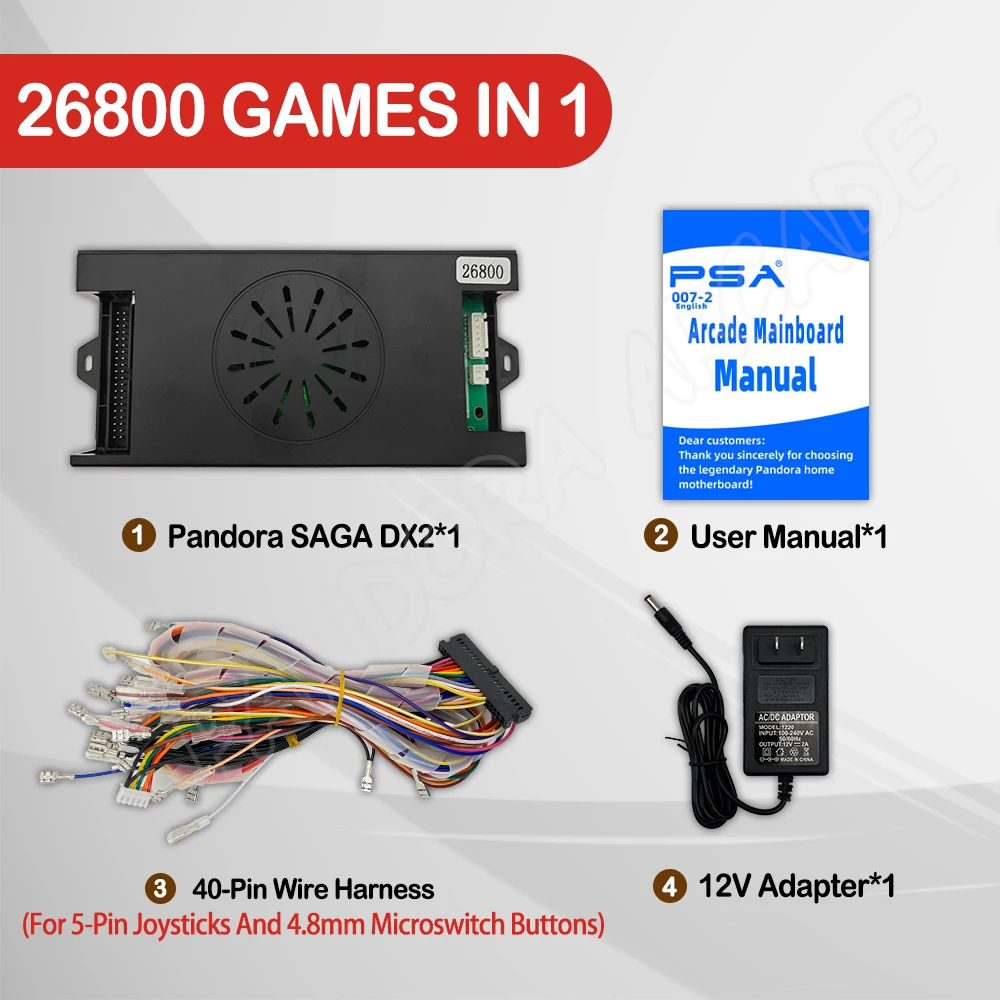NONE 26800 in 1 neuesten Pandora Saga DX DX2 Arcade-Box Spiele konsole PCB Board 40p 5pin Joystick Motherboard Unterstützung VGA HDMI-Ausgang 7