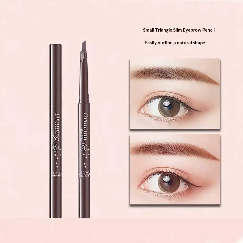 [1Pcs Doppel Kopf Eyeliner Augenbrauen Stift Mit Pinsel Wasserdicht Langlebige Liegen Seidenraupe Untere Färben Augenbraue Stift Mehrzweck