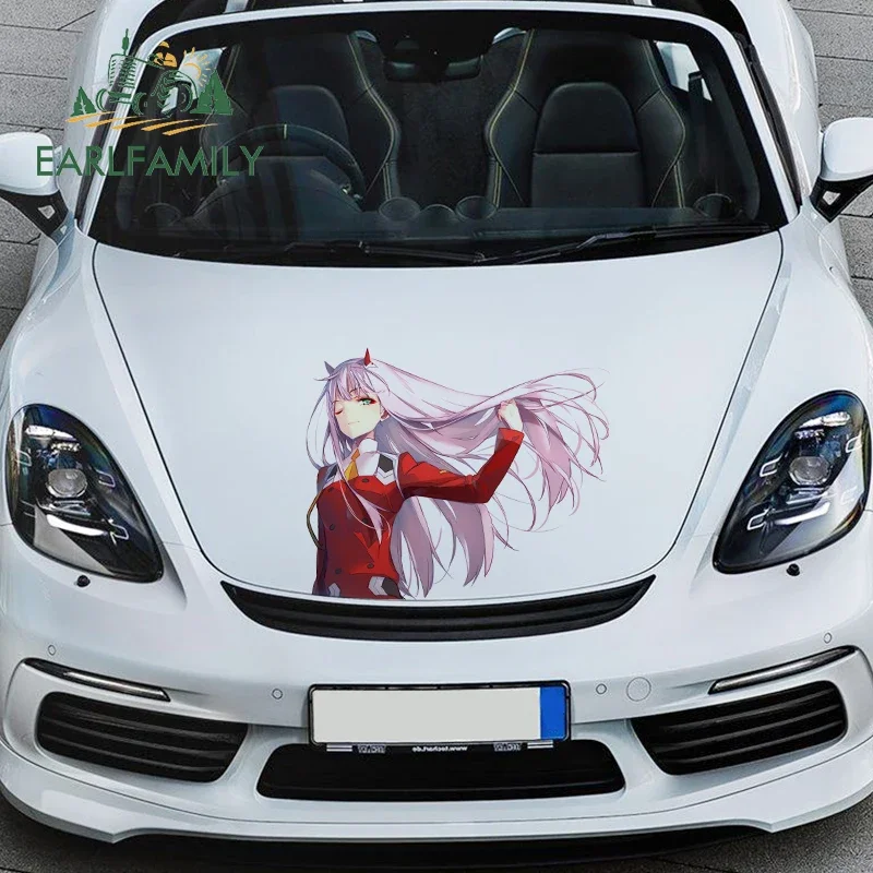 

EARLFAMILY 43cm x 35cm For Zero Two Waterproof Car Stickers Car Door Protector Decal Vinyl Material Occlusion Scratch Decor