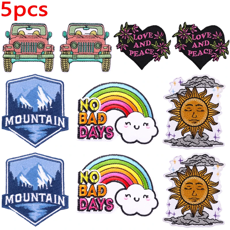5 stücke Großhandel Outdoor Patch Stickerei Patch Auf Kleidung Jacken Rucksack DIY Berg Eisen Auf Patches Für Kleidung Nähen Aufkleber