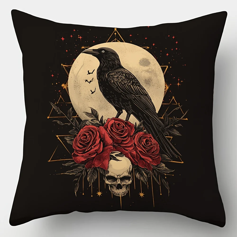 Gothic skulls and ravens digital printing pillow cover Short plush Suitable living rooms bedrooms sofas throw cushion cover
