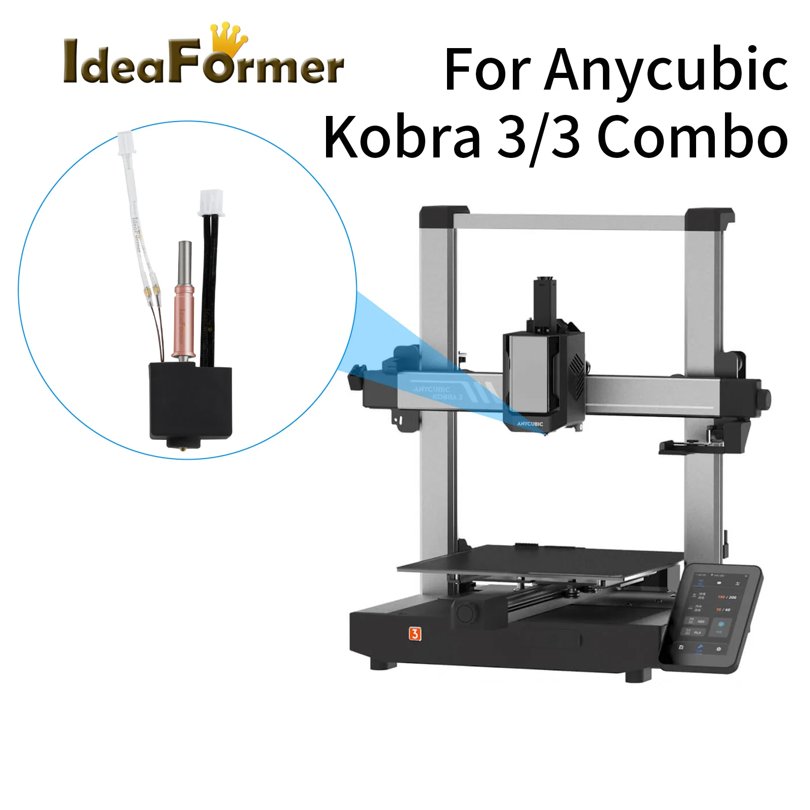 Hotend Kit For Anycubic Kobra 3 NozzleThermistor Heating Tube 24v 50w Hotend Kobra3 Combo 3D Printer Parts Heater Block