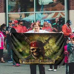 Pirates of The Caribbean Movie Harajuku Style Flag Banner 3ftx5ft Fall Garden Flags for Garage Bar Club Cinema Decor