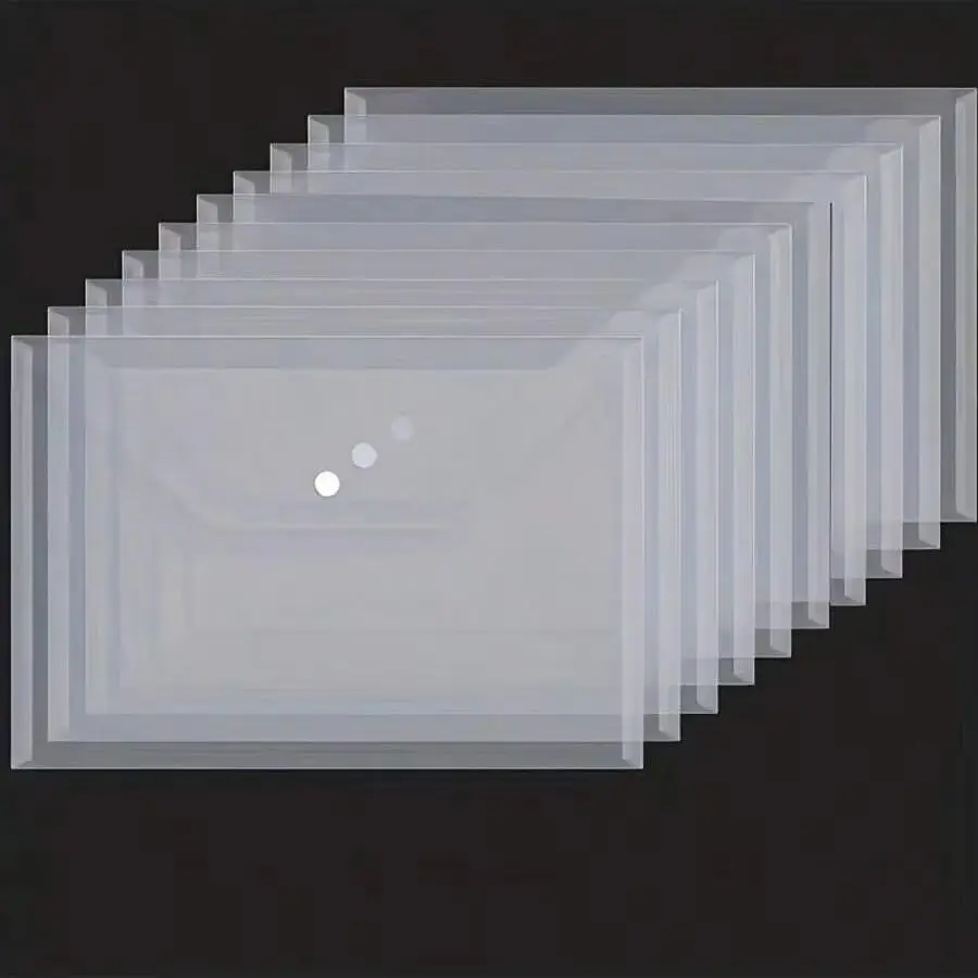 A4 Transparent Plastic File Envelopes Snap Closure PP Material Office Document Organizer Bags for Storage And Sorting