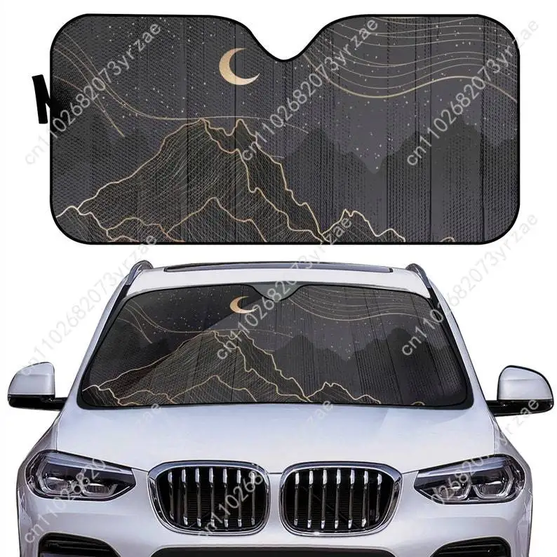 

Gold Mountain Moon Black Car Sun Shade Good Heat Insulation Effect Windshield Sunshade Portable Waterproof Car Accessory