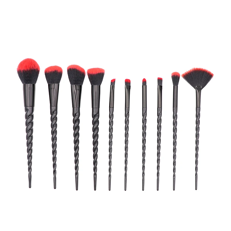 10Pcs Black Sprial Unicorn Makeup Brushes Set Foundation Blending Powder Eye shadow Makeup Brushes Cosmetic Beauty Make Up Tools