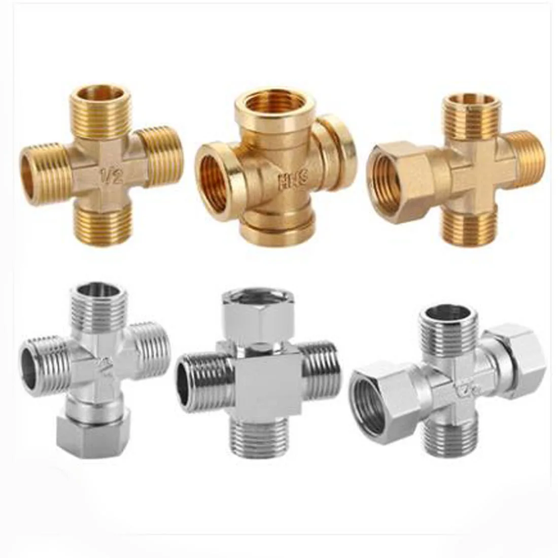 

4-point all copper four-way joint cross water pipe three-way water distributor DN15 copper pipe fittings gas inner wire outer wi