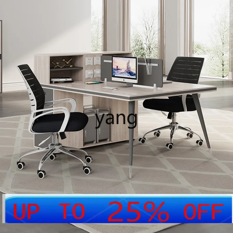 

LMM simple modern workstation finance desk office staff four-person screen table