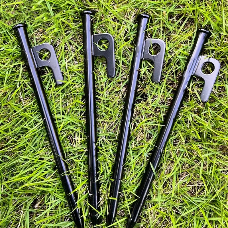 4Pcs/8 Inch Outdoor Tent Nail Tent Pegs Heavy Duty Steel Tent Stakes for Camping Canopy Awning Tent Camping Ground