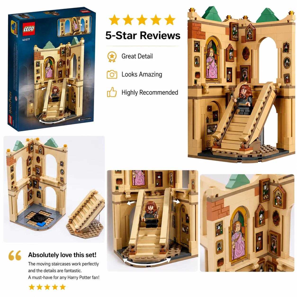 LEGO Harry Potter Hogwarts Grand Staircase 40577 Building Blocks Kit Toys Set for Kids Age 8+ Birthday Christmas New Year Gift