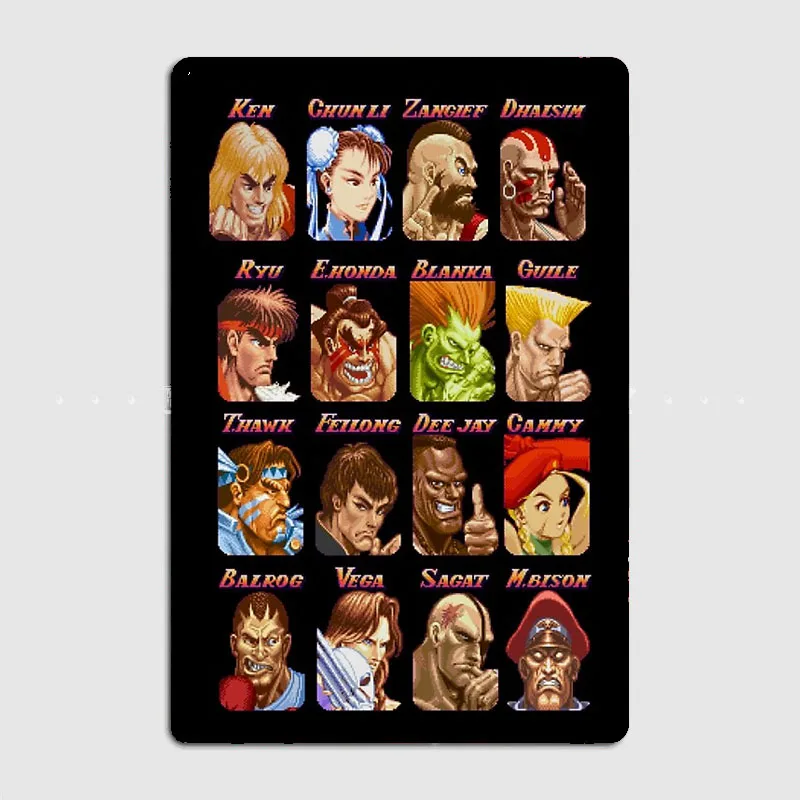 Street fighter Select Retro Vintage Metal Sign Mural Plates Retro Club Tin Sign Home Decoration Room Decor Wall Decor