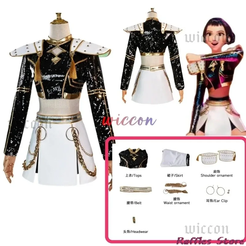 DY20Huntrix الذهبي شيطان الصيادين رومي تأثيري ميرا زوي زي مجموعة كاملة شعر مستعار Kpop التألق المرحلة ارتداء النساء هالوين لعب الأدوار