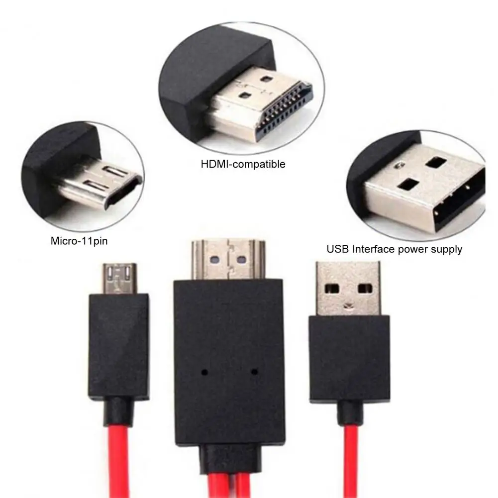 Micro USB 11pin to HDMI-compatible Cable 1080 HD-Compatible TV Adapter Cable Flexible Converter Cable for Android Phone