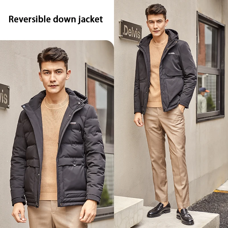 Chericom Hooded Thickened Autumn Winter Men's Down Jacket Multi-Pocket Duck Down Warm Outerwear Casual Fashion Jacket 279609