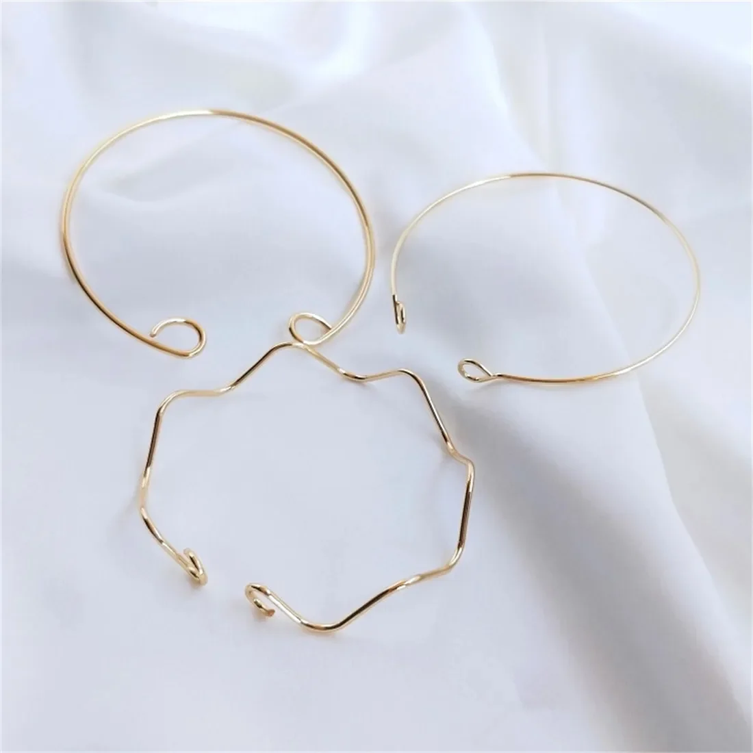 Pure Copper Wire Package 14K Real Gold C-shaped Wave Bracelet Ring Diy Opening Hoops Bracelet Basic Accessories B720