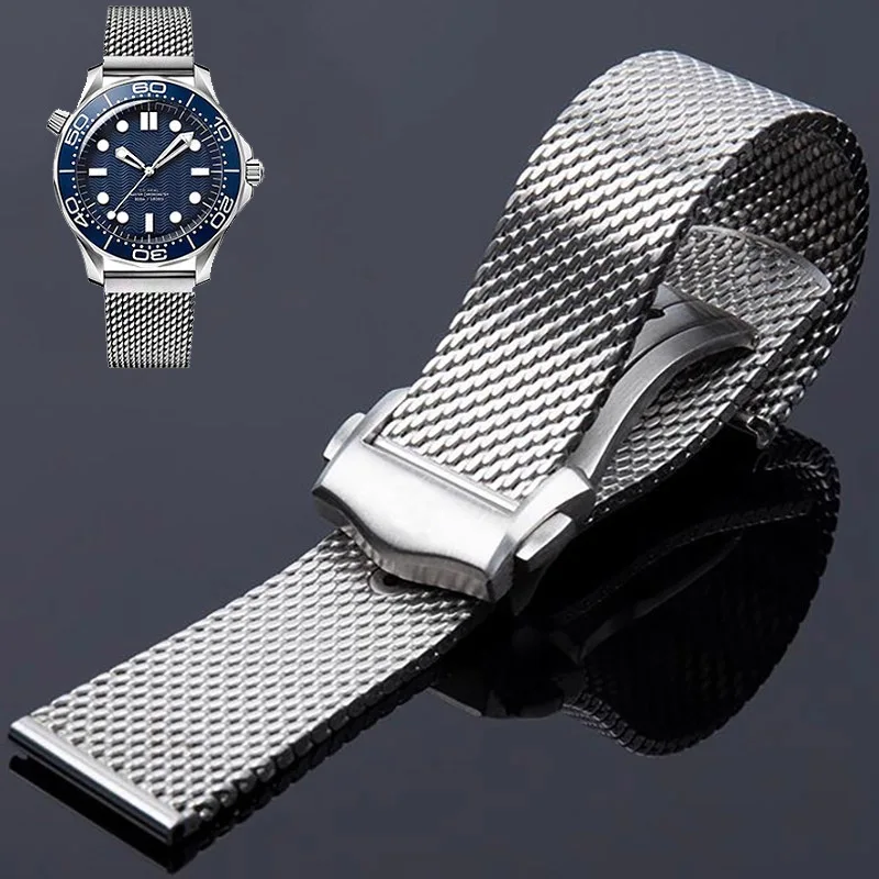 

High quality Titanium steel Chain Strap For Omega 007 Seamaster Diver 300 Watch Band 20mm Replace Milanese Stainless Bracelet