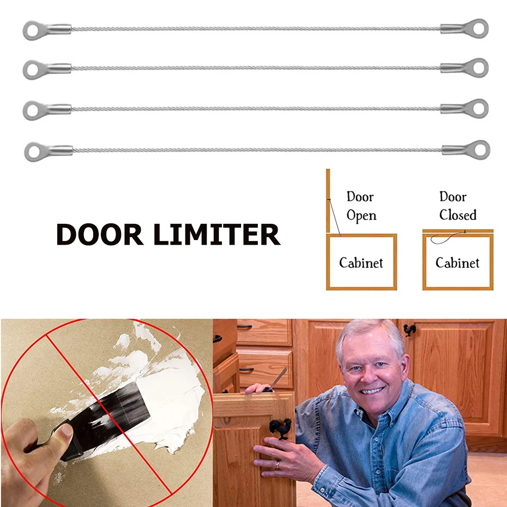 4 قطعة أقفال كابل مضفر الفولاذ المقاوم للصدأ نافذة الأمن سلسلة قفل الباب مقيد المنزل انزلاق الباب الطفل مكافحة سرقة #5