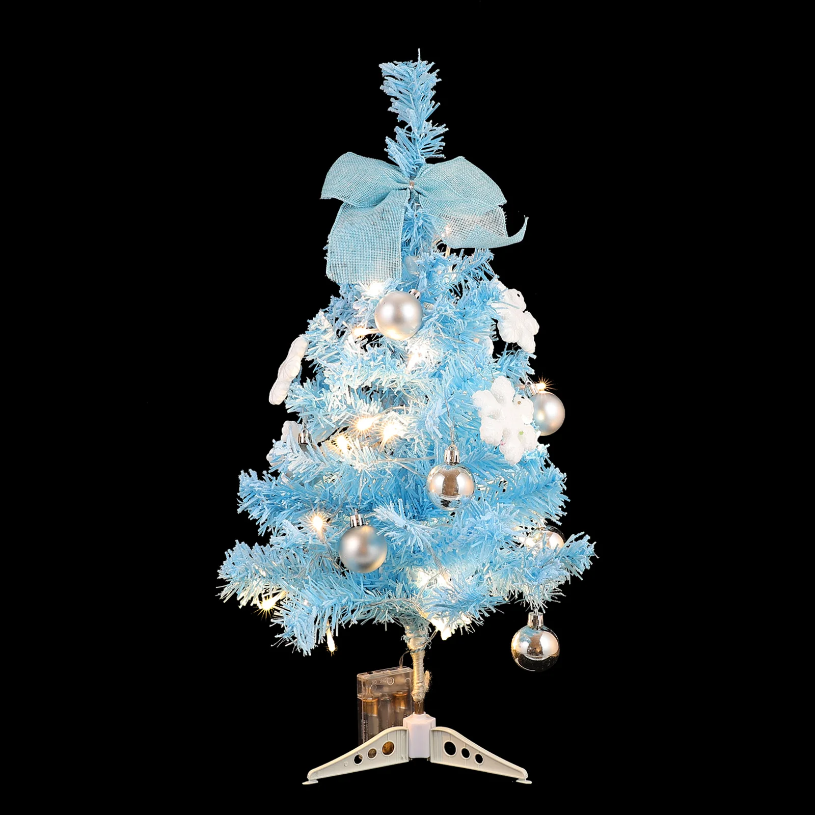 

1set Mini Christmas Tree Decoration Set Small with Lights Tabletop Tiny Decorations Lighted Holiday Party PVC Practical