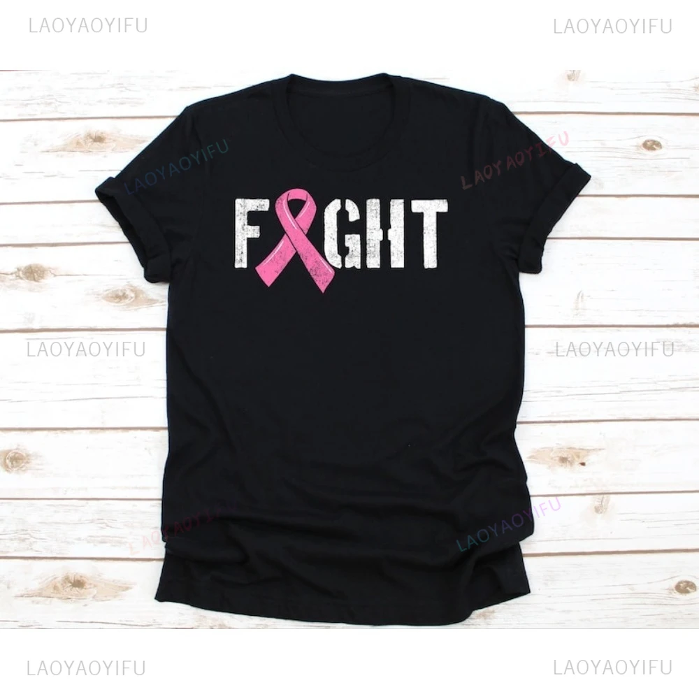 Fight Breast Cancer Awareness TShirt Hope Faith Cancer Patients T-shirt Casual Fashion Harajuku Women Streetwear Breathe Tees