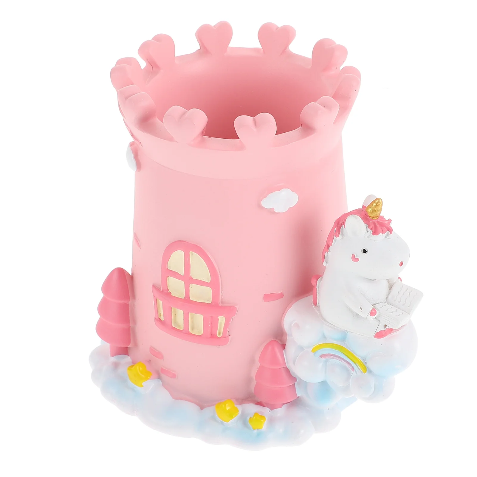 Pen Holder Resin Desktop Organizer Stationery Storage Bucket Waterproof Moisture Proof Smooth Safe Pen Container