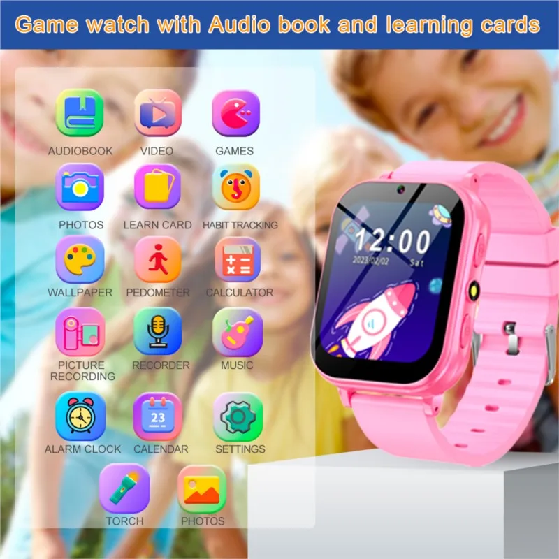 Kids Smart Watch Music Play Flashlight 22 Games Pedometer Habit Tracking Children Smartwatch Boys Girls Gifts Clock