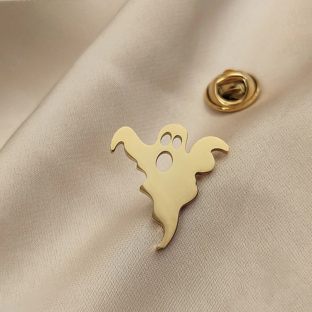 Intimidation Ghost Brooch for Unisex Gold Silver Stainless Steel Butterfly Buckle Brooch Father's Day Best Gift 2024 New