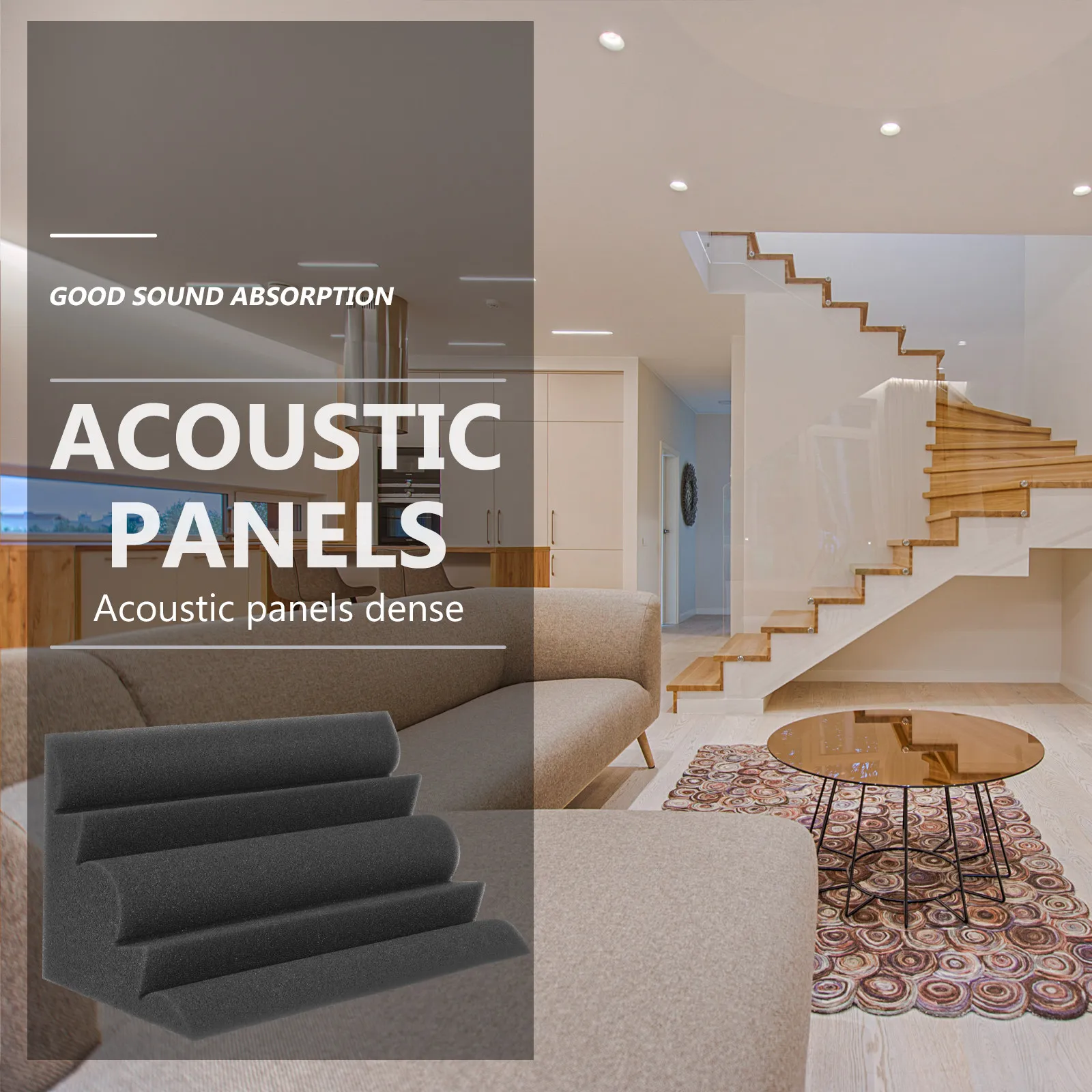 

4pcs Arc Sound-Absorbing Panels 48X48Cm Wedge Acoustic Foam For Studio Wall Ceiling Mount Noise Reduction Recording