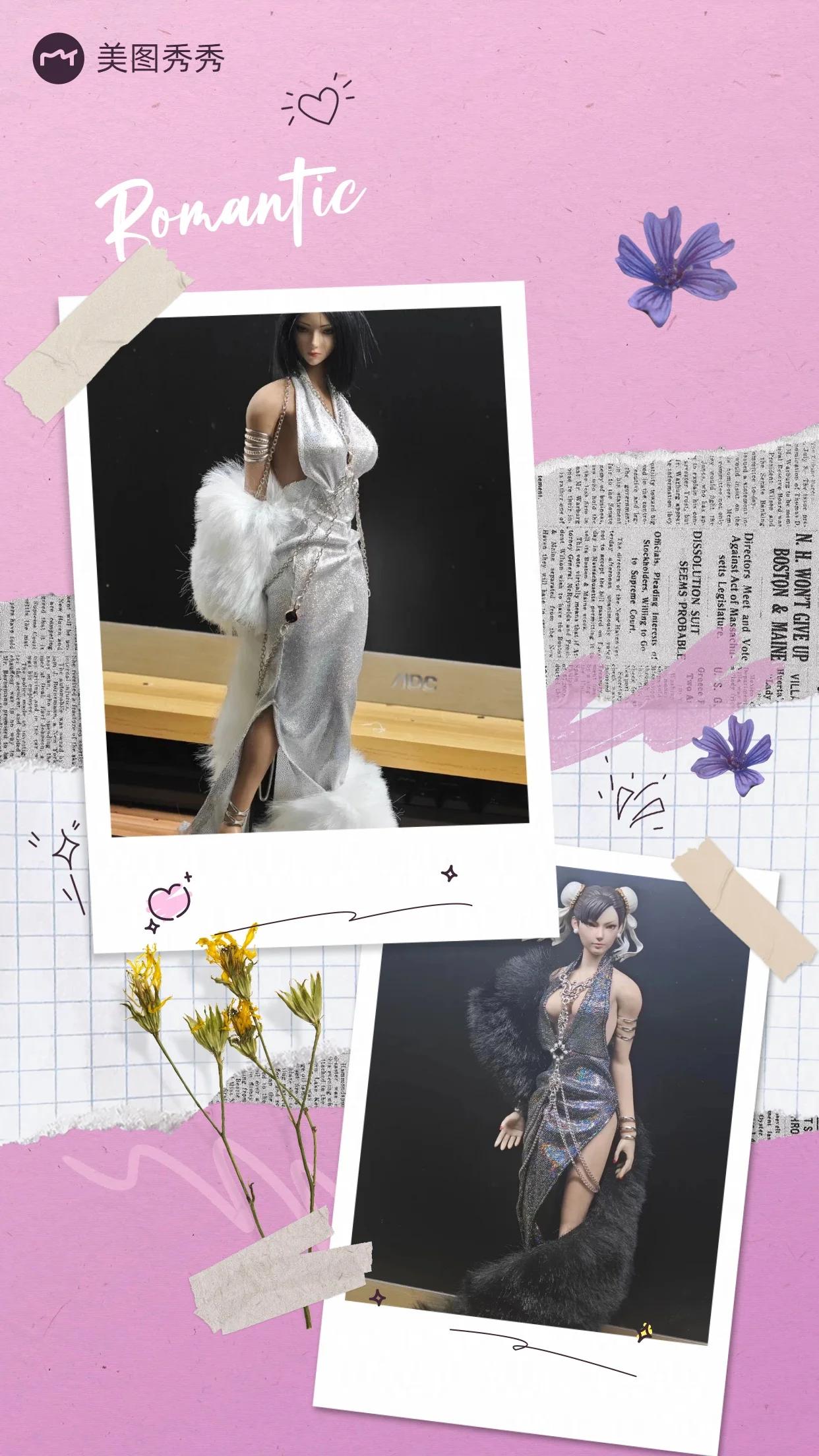 

Платье с высоким разрезом и декором под бриллианты, серебристо-черное, с меховой накидкой, для 12-дюймовой фигурки, масштаб 1/6, женский солдатский костюм