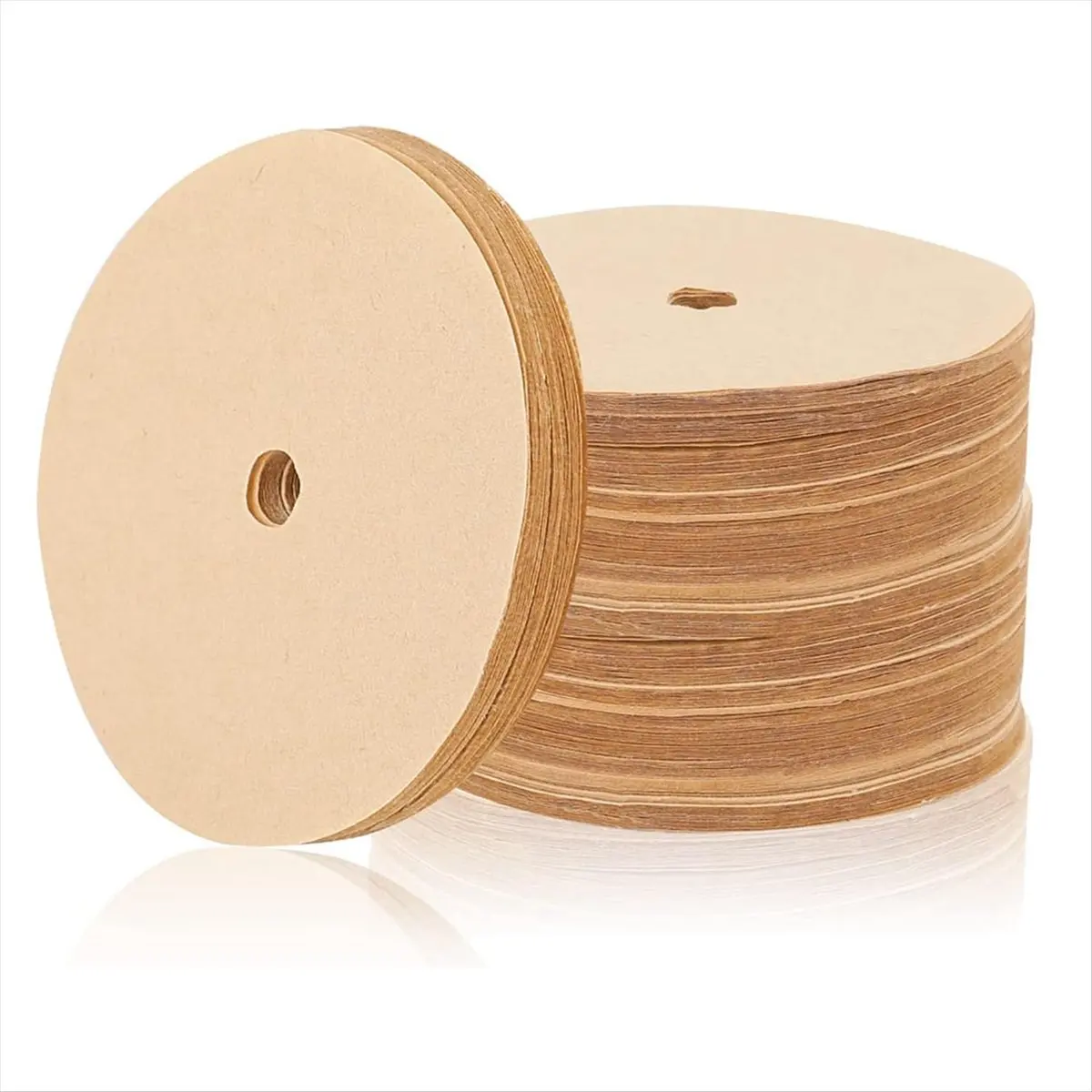 A78I 400Pcs Unbleached Percolator Coffee Filters, 3.75In Disposable Coffee Paper Filter, Disc Coffee Filters Wood Color